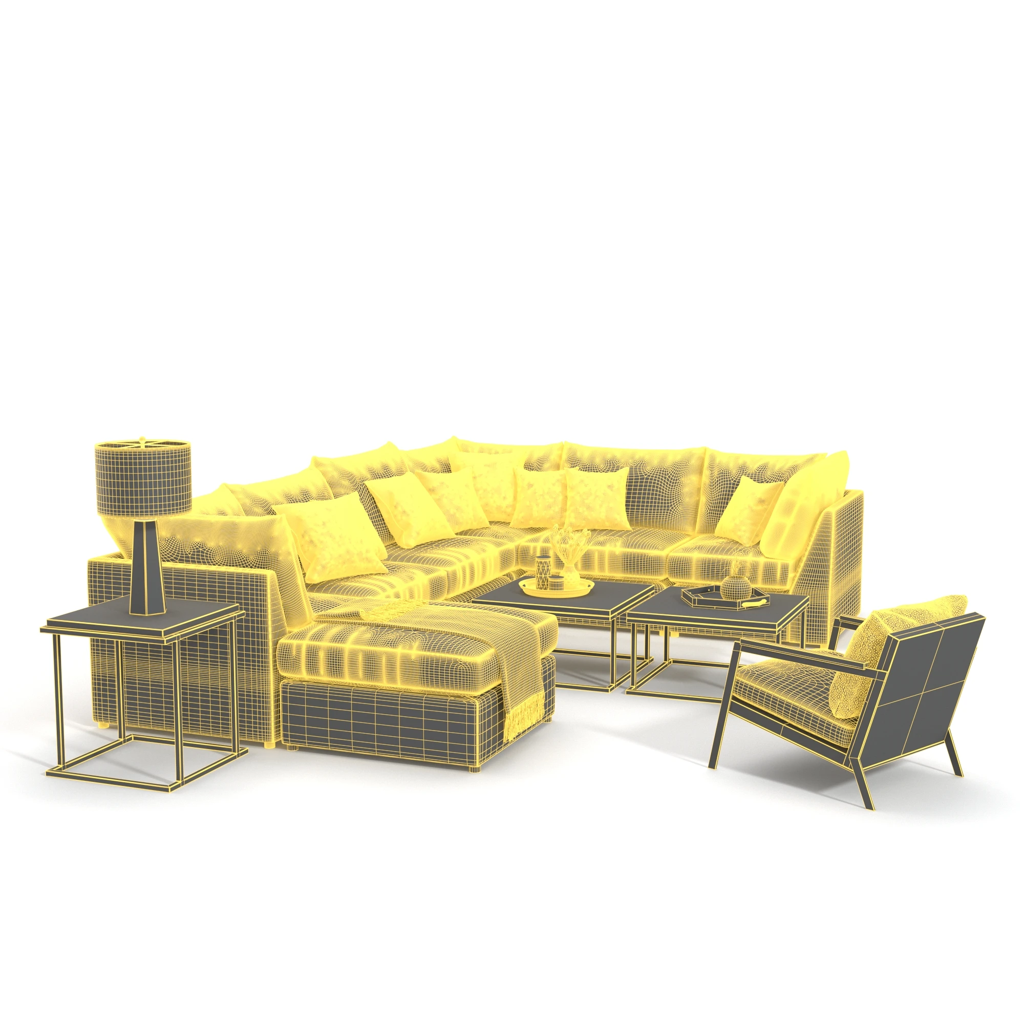 Bassett Beckham Pit Sectional Sofa Set 3D Model_07